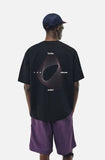 DAXUEN black oversized swirling dot abstract graphic tee