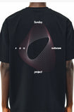 DAXUEN black oversized swirling dot abstract graphic tee
