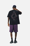 DAXUEN black oversized swirling dot abstract graphic tee