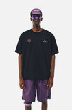 DAXUEN black oversized swirling dot abstract graphic tee