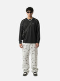 Reflective RUN Graphic Color Block Long-Sleeve Top
