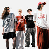 DAXUEN Relaxed Italic Statement Graphic Tee