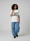 DAXUEN Relaxed Italic Statement Graphic Tee — model photo