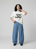 DAXUEN Relaxed Italic Statement Graphic Tee — model photo