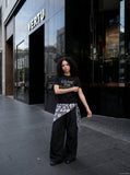DAXUEN Relaxed Italic Statement Graphic Tee — model photo