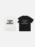 DAXUEN Relaxed Italic Statement Graphic Tee