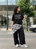 DAXUEN Relaxed Italic Statement Graphic Tee — model photo