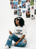 DAXUEN Relaxed Italic Statement Graphic Tee — model photo