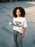 DAXUEN Relaxed Italic Statement Graphic Tee — model photo