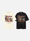 Cartoon Beach Relaxation Graphic T-Shirt