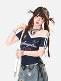Off-Shoulder Angelic Graphic Top