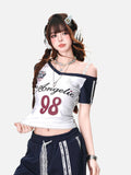 Off-Shoulder Angelic Graphic Top