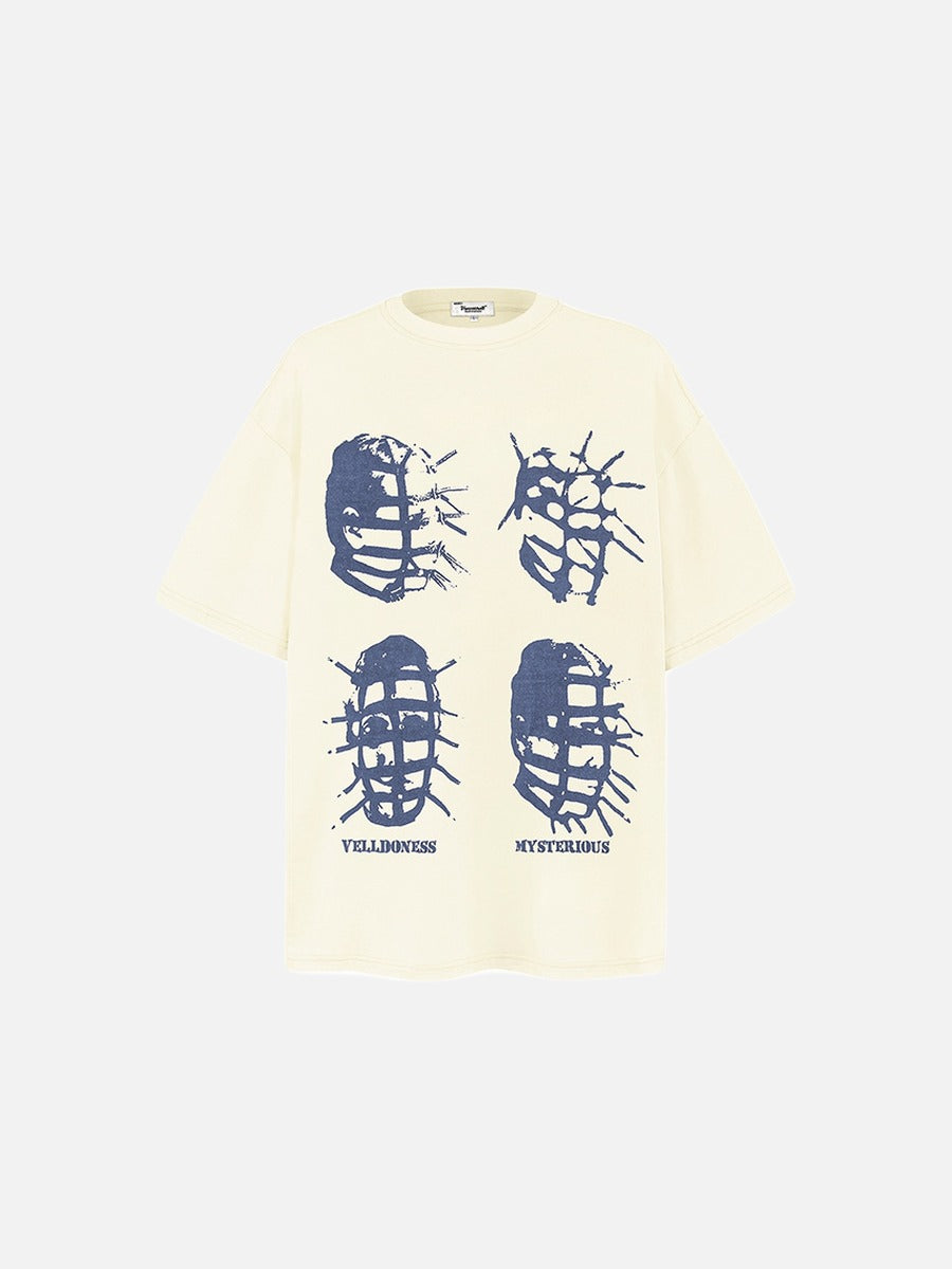Abstract Spiky Graphic Oversized T-Shirt