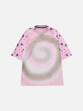 Light Blue Star-Patterned Oversized Jersey Top