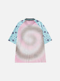 Light Blue Star-Patterned Oversized Jersey Top
