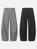DAXUEN solid black tailored waistband trousers