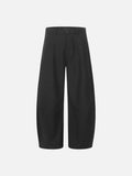 DAXUEN solid black tailored waistband trousers