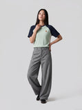 DAXUEN solid black tailored waistband trousers — model photo