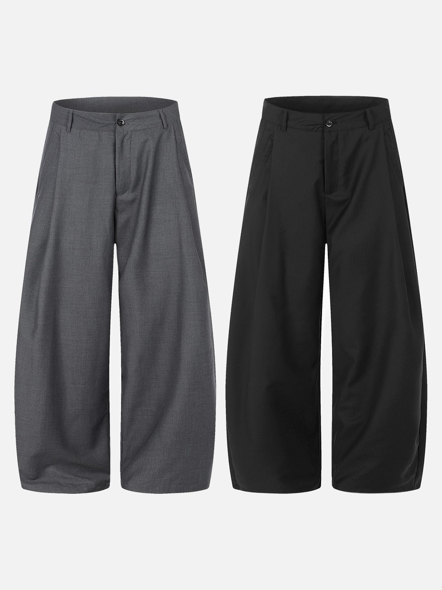 DAXUEN Men's tailored wide-leg trousers in dark grey and black