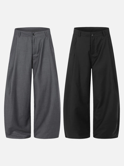 DAXUEN Men's tailored wide-leg trousers in dark grey and black