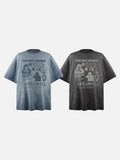 DAXUEN Oversized graphic t-shirt with vintage print — model photo
