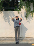 DAXUEN Oversized graphic t-shirt with vintage print — model photo