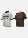 Faded Graphic Oversized T-Shirt with Flags