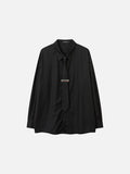 DAXUEN black textured long-sleeved button-up shirt