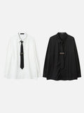 DAXUEN black textured long-sleeved button-up shirt