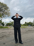 Mandarin Collar Textured Jacket