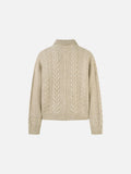 DAXUEN beige cable knit full-zip cardigan