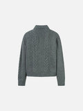 DAXUEN beige cable knit full-zip cardigan