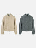 DAXUEN beige cable knit full-zip cardigan