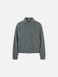 DAXUEN beige cable knit full-zip cardigan