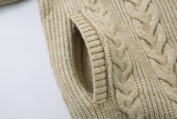 DAXUEN beige cable knit full-zip cardigan