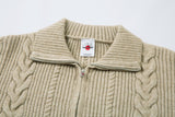 DAXUEN beige cable knit full-zip cardigan