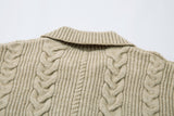 DAXUEN beige cable knit full-zip cardigan