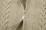DAXUEN beige cable knit full-zip cardigan