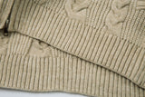 DAXUEN beige cable knit full-zip cardigan