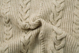 DAXUEN beige cable knit full-zip cardigan