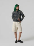 DAXUEN Textured cargo shorts with pockets and a unique pattern — model photo