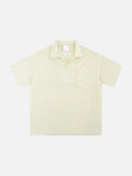 DAXUEN Men's short-sleeved textured cream polo shirt