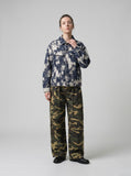 DAXUEN dark blue abstract patterned long-sleeve jacket — model photo