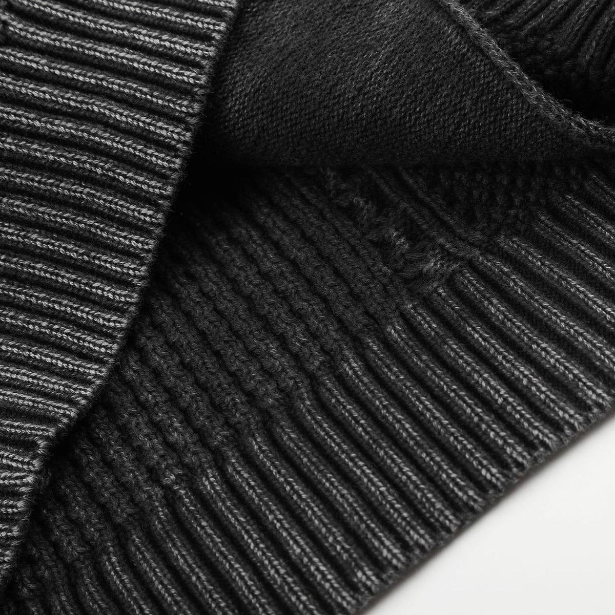 Textured Dark Grey Full-Zip Knit Cardigan