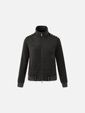 Textured Dark Grey Striped Zip-Up Jacket
