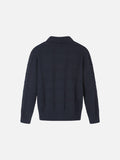 DAXUEN dark navy textured grid oversized cardigan