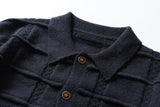 DAXUEN dark navy textured grid oversized cardigan