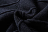 DAXUEN dark navy textured grid oversized cardigan
