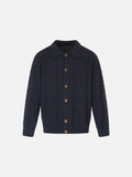 DAXUEN dark navy textured grid oversized cardigan