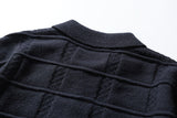 DAXUEN dark navy textured grid oversized cardigan
